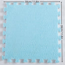 12pcs Alfombras Suaves de Peluche Entrelazadas, Alfombrillas de Espuma EVA Lavables en Azul Claro para Sala de Estar y Dormitorio, 29.97x29.97 cm, Azulejos Antideslizantes y Amigables con Mascotas para Decoración Hogareña Acogedora, Alfombras para Sala d
