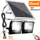 Luz solar LED de alta luminosidad con doble cabeza, luces de jardín al aire libre con panel solar de aluminio, adecuado para jardines.