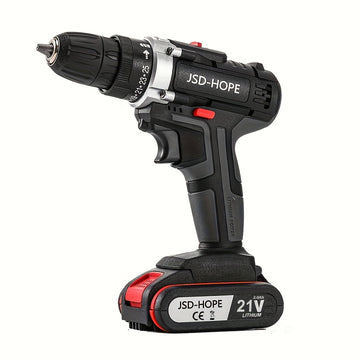 JSD-HOPE, taladro eléctrico inalámbrico, batería de litio recargable, serie 18650, 110V-130V, doble propósito para uso doméstico y profesional, diseño ergonómico con velocidad ajustable, construcción duradera, ideal para proyectos DIY y talleres profesio