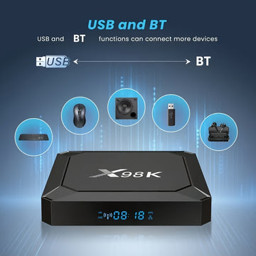 Reproductor de streaming X98K RK3528 con Android 13.0, WiFi de doble banda, decodificación de video 4K, control remoto, enchufe estadounidense, USB 2.0, sin batería - Ideal para entretenimiento en el hogar inteligente