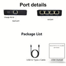 Divisor de red Gigabit Ethernet de 1 a 4, concentrador de red de 1000 Mbps con cable de alimentación USB, conector RJ45, acabado mate, compatible universalmente con cables Ethernet Cat5/5e/6/7/8, hub de distribución de red para múltiples dispositivos sin