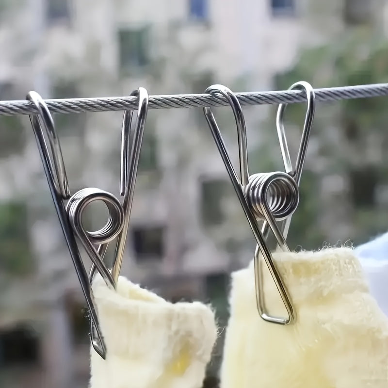 20pcs Pinzas para Ropa de Acero Inoxidable Premium - A Prueba de Óxido, Clips Metálicos Duraderos para Lavandería, Cocina y Viaje