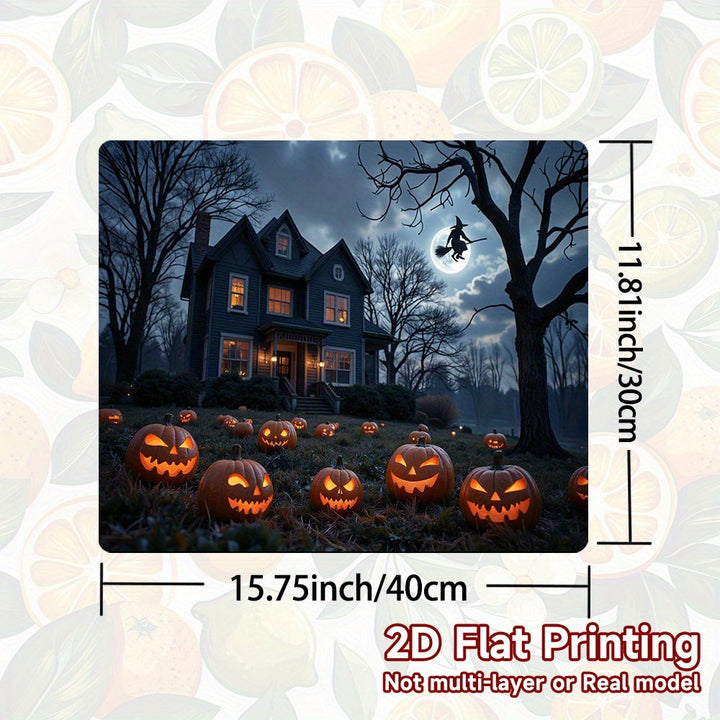 1pc Alfombrilla para Estufa de Halloween - Escena Espeluznante de Cementerio con Calabazas Iluminadas, Noche de Luna Llena - Compatible con Cocinas a Gas/Inducción, Lavadoras y Secadoras - Protector Fácil de Limpiar - Decoración Perfecta para Fiestas Tem