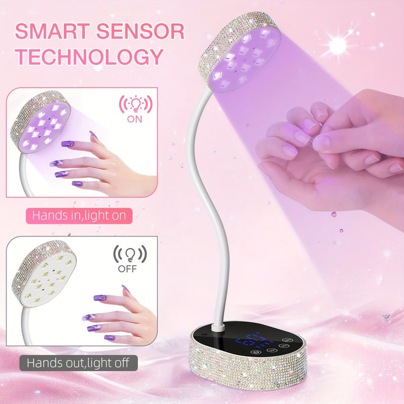 Linterna Portátil de Uñas con Pantalla Táctil - Luz Ultravioleta Recargable para Gel, Diamantes Brillantes, Sensor Infrarrojo Inteligente, Carga USB, Regalo de Cumpleaños para Mujeres, Herramientas de Manicura