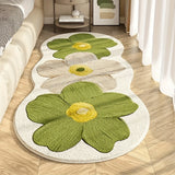 Alfombra floral nórdica de felpa, suave, lavable y antideslizante, con flores azules y beige para dormitorio, sala de estar o entrada, diseño floral nórdico, respaldo antideslizante, alfombras para sala