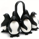 Soporte de huevo en forma de pingüino que cocina, almacena y sirve huevos, diseñado para hacer huevos duros o blandos, que puede acomodar 6 huevos para una cocción y refrigeración convenientes.