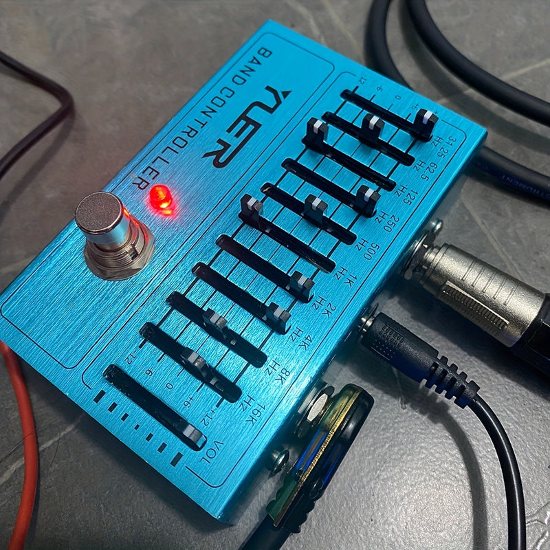 Pedal de Ecualizador de 10 Bandas para Guitarra y Bajo con True Bypass, Efectos de 31.25Hz a 16kHz