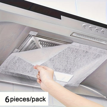 6 piezas de cubierta de aceite para chimenea de cocina, película de absorción de aceite, papel de filtro de absorción de aceite, absorción de aceite lateral desechable, suministros de cocina
