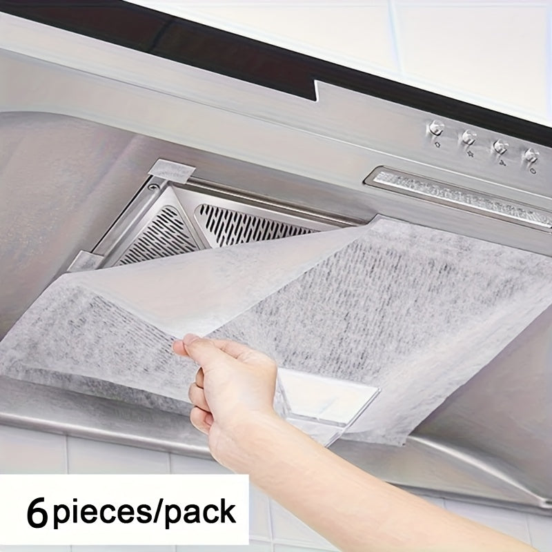 6 piezas de cubierta de aceite para chimenea de cocina, película de absorción de aceite, papel de filtro de absorción de aceite, absorción de aceite lateral desechable, suministros de cocina