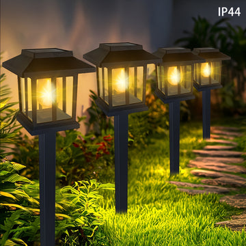 Juego de 2/6/12 luces solares para jardín, lámparas LED exteriores con energía solar, encendido automático al anochecer, diseño moderno en blanco cálido, para patio, camino, jardín, entrada