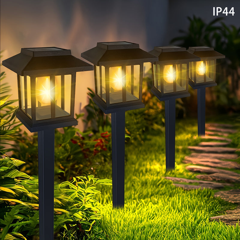 Juego de 2/6/12 luces solares para jardín, lámparas LED exteriores con energía solar, encendido automático al anochecer, diseño moderno en blanco cálido, para patio, camino, jardín, entrada