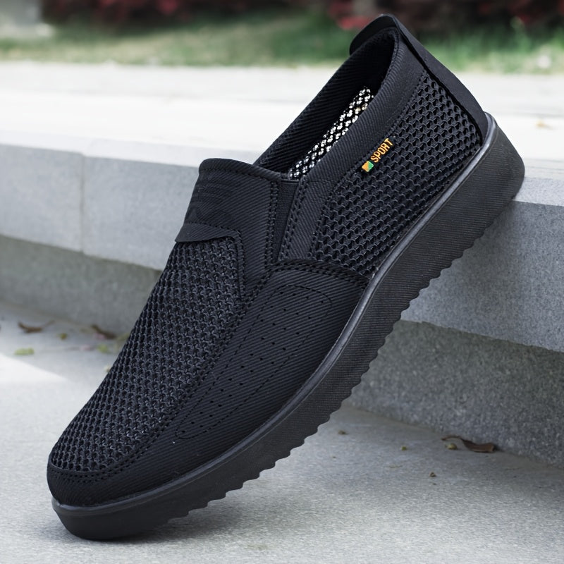 Zapatillas Casuales de Negocios para Hombre, Zapatillas Slip-On - Malla Ligera y Material PU Transpirable, Adecuadas para Senderismo al Aire Libre, Entrenamiento y Uso Diario en Todas las Estaciones - Estilo Urbano Gris/ con Suela de PVC, Diseño Moderno