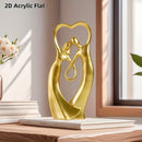 1 pieza, estatua de pareja dorada plana de acrílico, adorno, regalo de boda, decoración del hogar, dormitorio, ideal para enamorados, con base ovalada de acrílico, 2D plana