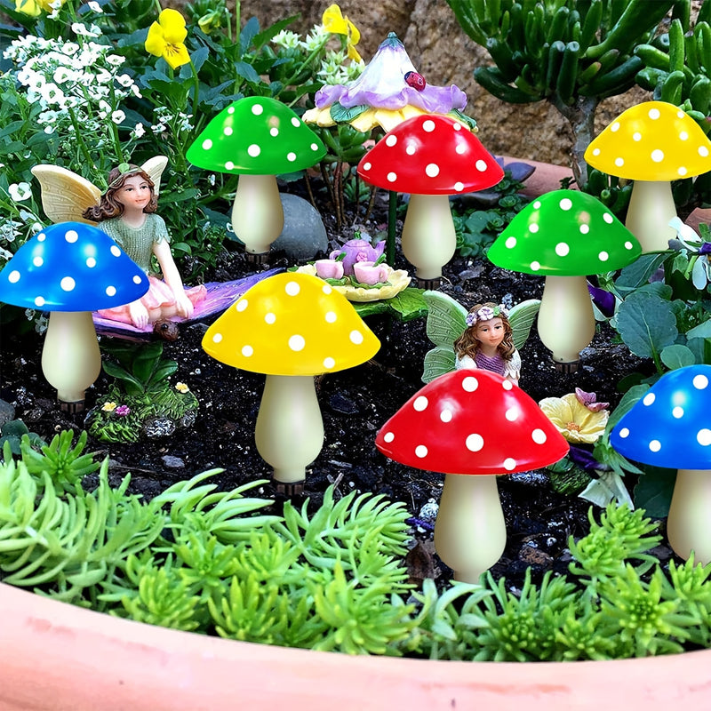 Estacas de luces solares de hongos, 12 paquetes de luces solares de hongos para exteriores, 8 modos de iluminación Luces solares de hongos para patio de jardín, césped multicolor