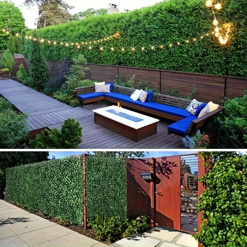 6-Pack Paneles de Césped Artificial Evergreen - Valla de Privacidad Resistente y Fondo para Bodas, Pantallas Verdes Extra Grandes 15.75x23.62 Pulgadas (40x60 cm), Sin Necesidad de Cableado, Instalación Fácil con Tiras Adhesivas, Paneles Plásticos Imperme