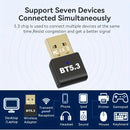 Adaptador inalámbrico USB 5.3 para PC, auriculares, teclado, ratón, altavoces - Plug and Play, compatible con Windows 11/10/8.1, compatible con versiones anteriores de 5.2/5.1/5.0/4.2/4.1/4.0, admite 7 dispositivos, no requiere batería.