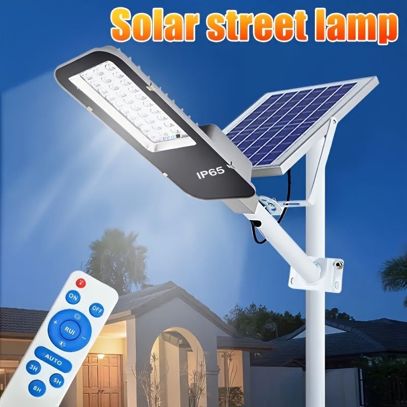 Luz solar exterior, farol solar para exteriores 6500K, luz de seguridad solar con control remoto, desde el atardecer hasta el amanecer, para estacionamientos