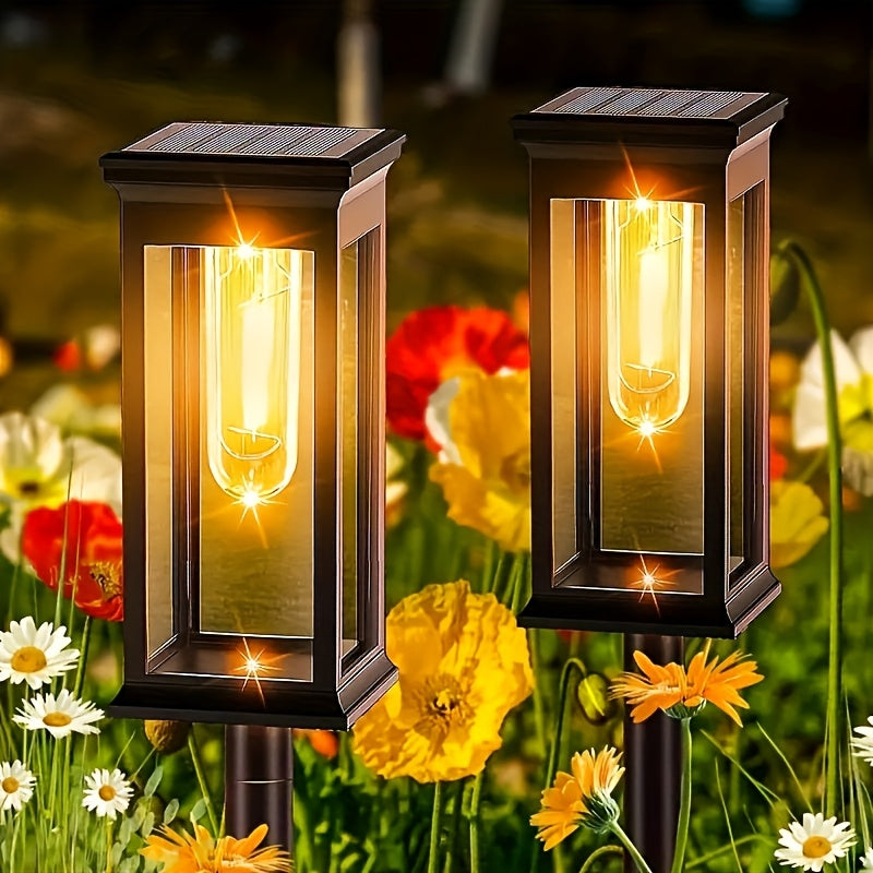 4 luces solares para senderos - Luces brillantes y eficientes para exteriores con función automática de encendido/apagado, ideales para césped, patio, sendero y decoración de garaje, iluminación de paisaje | Iluminación exterior moderna | Paneles solares