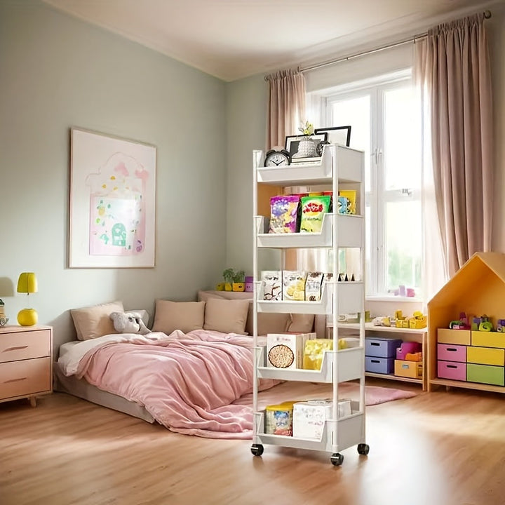 Librero móvil de 4/5 pisos, montaje japonés, estantería simple, estante para especias, estantería de oficina, carrito de oficina, carrito de almacenamiento para sala de estar familiar y estudiantil