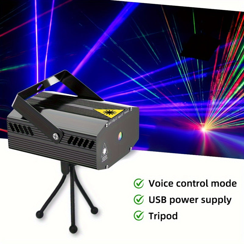 2 luces láser, control de iluminación por sonido, efecto estrellas, haz de línea, luz para fiestas, discoteca, karaoke, ideal para iluminación de interiores, habitación, sala, bandas