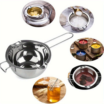 1 Olla De Acero Inoxidable Para Derretir Chocolate, Tazón Para Derretir Mantequilla Y Queso, Mango Resistente Al Calor De Doble Boquilla, Olla Doble De Acero Inoxidable Para Derretir Chocolate, Dulces Y Velas, Calentada Con Agua Y Horneada Con Olla De Ce
