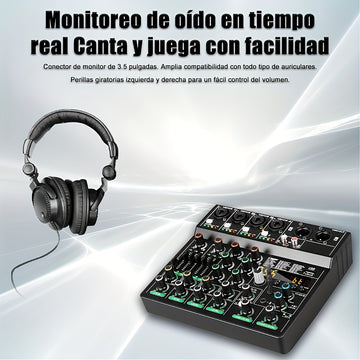 Tynan Mezclador de Audio USB de 6 canales con 256 efectos de reverberación RGB, fuente de alimentación elegante, transferencia de datos de alta velocidad - Lleva tu experiencia musical al siguiente nivel con este equipo de grado profesional, mezclador pa