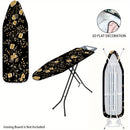2D Plano, 2D Plano Tapete de Tablero de Planchar Floral - Lavable, Diseño Sin Planchar, Fácil de Instalar, Se Ajusta a la Mayoría de Tamaños Estándar, Elegante Patrón Floral Negro y Dorado, Perfecto para Decoración del Hogar, Accesorios de Planchar, Deco