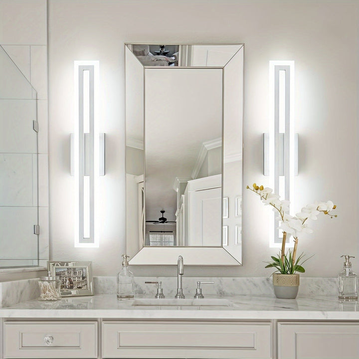 [Luces LED 24In/60cm de Níquel] Luces de Baño LED de 24In/60cm en Níquel Cepillado - Luces de Tocador Sobre Espejo Luz de Pared - 6000K