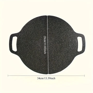 1pc Parrilla Coreana - Placa Circular de Hierro Fundido y Acero Inoxidable Antiadherente con Fumado Ligero, Portátil para Uso en Casa y Exterior, Sin Necesidad de Electricidad, Utensilios de Cocina Duraderos