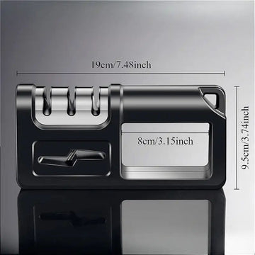 AFILADOR DE COCINA SHARPNESS 4-en-1 - Sistema de Afilado Multietapa con Piedra de Diamante, Mango Ergonómico y Ángulo Ajustable para un Afilado Óptimo, Largo de 19.0 cm, Alto de 9.5 cm