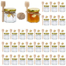 60/50/30/20 piezas de frascos de vidrio para miel, frasco hexagonal mini de 1.5 oz con cuchara de madera, tapa dorada, colgante de abeja y cuerda de yute, para mermeladas, dulces, baby shower, bodas y fiestas