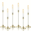 Elegante Juego de 6 Candelabros Metálicos Dorados para Bodas y Aniversarios - Acabado Pulido, Perfecto para Decoraciones de Mesas en Casa y Restaurantes (Velitas No Incluidas)
