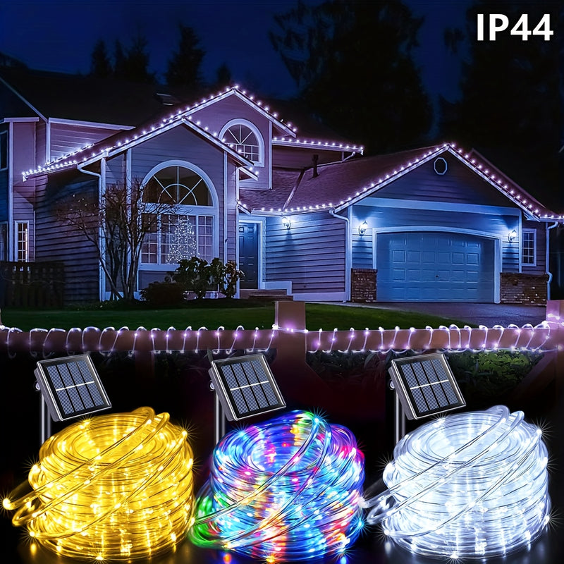 1 pieza de luces solares de tubo para exteriores, 7.0/11.98/22.0 pies 50/100/200 luces de cadena LED para decoración de jardín, bodas, Navidad, Halloween, valla de patio, pared de casa, bar, árbol, porche, piscina, decoración de fiesta de Halloween, ilum