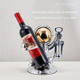Estante de Vino Chic de Astronauta - Artesanía de Resina, Exhibición de Mesa para Decoración de Cocina y Comedor