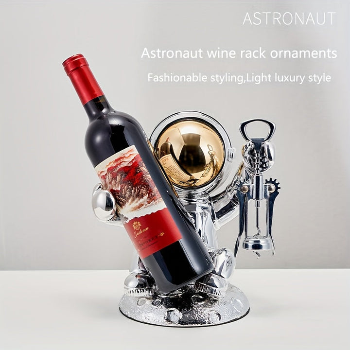 Estante de Vino Chic de Astronauta - Artesanía de Resina, Exhibición de Mesa para Decoración de Cocina y Comedor