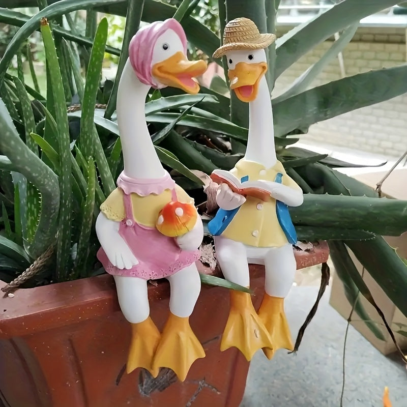 Encantadoras figuras de pata de resina de pato, ideal para decoración de jardín al aire libre, patio, villa y escena de granja, con detalles pintados a mano, para uso interior y exterior.