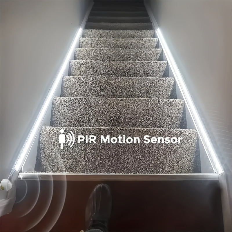 1 Pieza, Tira De Luz LED Blanca Fría Con Sensor De Movimiento Inteligente De 3-16 Pies, Interruptor Automático Con Alimentación USB, Adecuado Para Tiras De Luz De Detección Humana De Bajo Voltaje En Escaleras, Armarios, Guardarropas, Cocinas, Dormitorios
