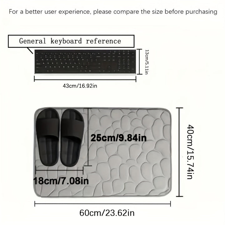 1 alfombra con diseño de guijarros, antideslizante, absorbente, para baño o entrada, de memoria