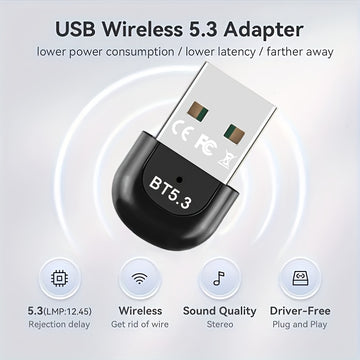 Adaptador inalámbrico USB 5.3 para PC, receptor de perro cifrado inalámbrico USB, compatible con laptops/auriculares/teclados/mouse hablantes, Windows 11/10/8.1, enchufa y juega, compatible automático hacia abajo con dispositivos 3.0/4.0/5.0/5.1