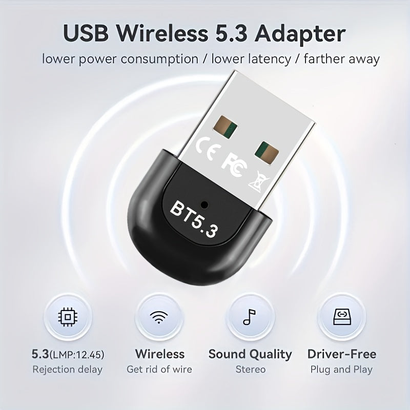 Adaptador inalámbrico USB 5.3 para PC, receptor de perro cifrado inalámbrico USB, compatible con laptops/auriculares/teclados/mouse hablantes, Windows 11/10/8.1, enchufa y juega, compatible automático hacia abajo con dispositivos 3.0/4.0/5.0/5.1