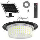 1-Pack Luz Solar para Cobertizo con Control Remoto, 244 LED Lámpara Colgante Solarte, Sensor de Movimiento y Impermeable IP65, Iluminación Exterior/Interior con Cuello Ajustable, Panel Solar, para Garaje, Patio, Camping, Jardín, Granero - Iluminación LED