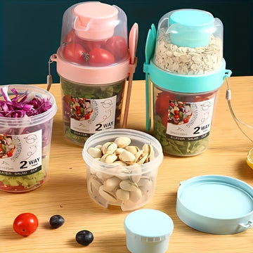 1 taza de ensalada, taza de ensalada con sacudidor, recipiente de ensalada saludable de plástico con tenedor, picnic, camping, viajes al aire libre, senderismo, deportes, almuerzos fáciles, desayunos, tazas de ensalada, Navidad, Halloween, festivales de