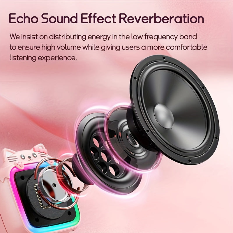 Máquina de karaoke mini para niños y adultos, lindo altavoz portátil inalámbrico con micrófono y luces coloridas, altavoz para fiestas familiares para niñas de 3 a 12 años, regalo perfecto para cumpleaños y Navidad.
