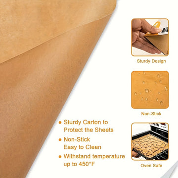 Rollo de Papel para Hornear Sin Blanquear, Forros Desechables para Freidora de Aire, Hojas Antiadherentes y Resistentes al Calor, Papel Impermeable e Ingraso para Cocinar, Herramientas de Repostería, Accesorios de Cocina