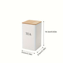 Juego de 3 contenedores de almacenamiento de metal elegantes con tapas de bambú - Perfectos para té, café y azúcar, con un diseño apilable, ideal para la organización y almacenamiento de la cocina.