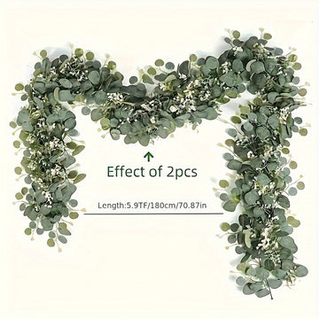 Guirnalda artificial de eucalipto - 1 pieza de vid de vegetación artificial para decoración de bodas, hogar y jardín - Planta colgante versátil para mesa, pared y decoración de fiestas - Material plástico, no requiere electricidad ni plumas