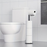 Soporte para papel higiénico de 4 rollos, organizador de baño plegable y autoadhesivo, construcción duradera de hierro para ahorrar espacio (blanco), almacenamiento de papel higiénico, acabado metálico elegante, soporte resistente