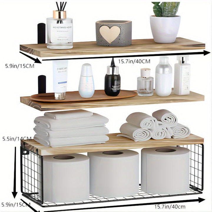 Soporte De Madera Retro Para Pared De Baño, Estante De Pared, Decoración Estética De La Habitación, Decoración Del Hogar, 1 Ud.
