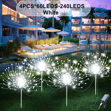 Conjunto de 4 Luces Solares para Jardín Exterior, Lámpara de Medusa con 8 Modos de Iluminación, Regalos de Decoración para Ramadán y San Valentín, Luz LED de Ambiente Romántico, Adecuada para Fiestas al Aire Libre, Bodas, Camping, Cafeterías, Luz Exterio