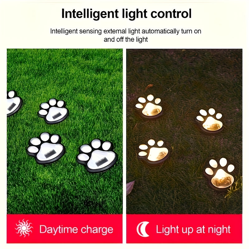 4 Piezas de Luces Solares para Exteriores, 2025 Nuevas Luces de Patas de Animales con Energía Solar, Decoración Creativa para Jardín, Luces de Pata de Gato/Cachorro, Ideales para Senderos, Césped y Adornos al Aire Libre